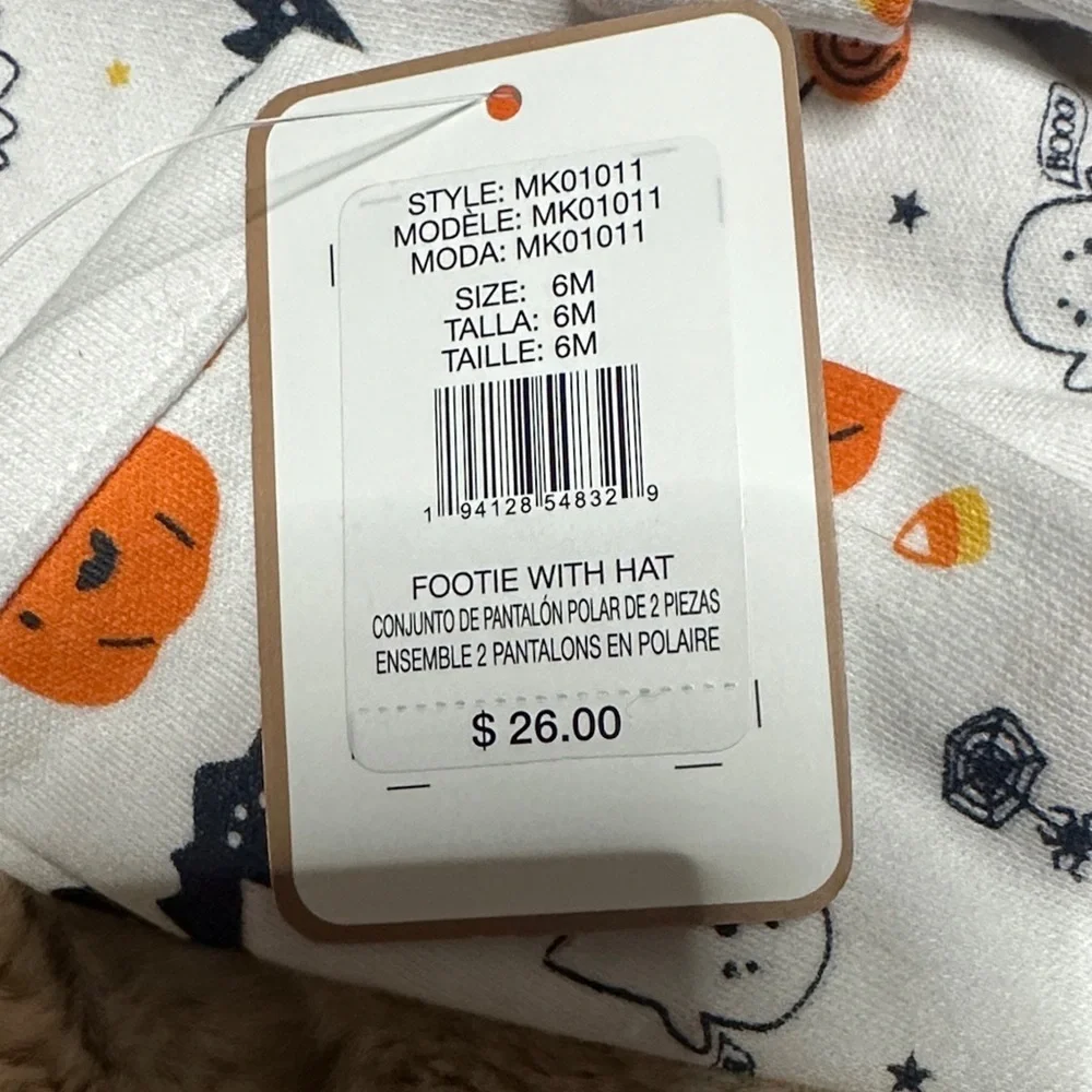 NEW Magical Kids Halloween Pumpkin & Ghost Print Baby Footie with Hat